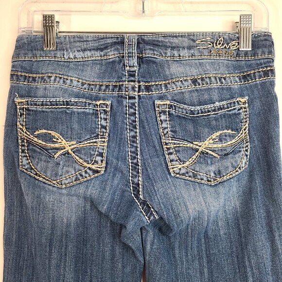 Silver Jeans Aiko Thick Embroidered Stitch Capri Denim Jeans - Picture 6 of 10